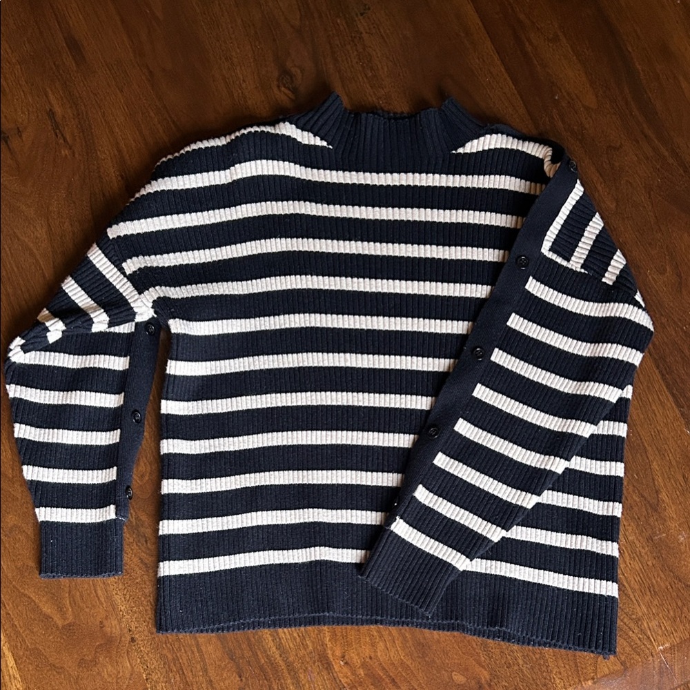 Striped Navy and White Women's Sweater